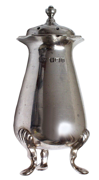 Silver Pepper Pot Made In Sheffield, 1905 - click to enlarge.