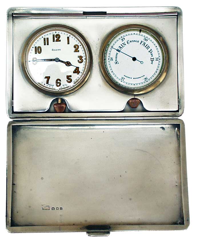 Traveling Silver Clock and Barometer London 1928 - click to enlarge.
