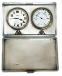 Traveling Silver Clock and Barometer London 1928