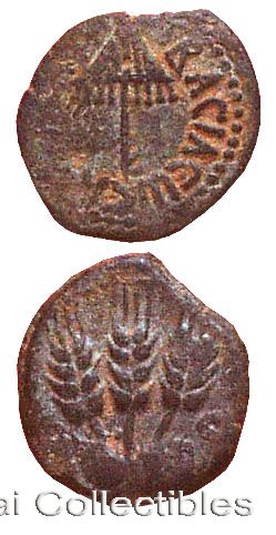 Prutah Of Agrippa I, Minted During The Years 41-42 AD. - click to enlarge.