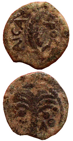 Prutah Of Procurator Marcus Ambibulus.(9-12 CE), Roman Procurator To Judea Under The Emperor Augustus. - click to enlarge.