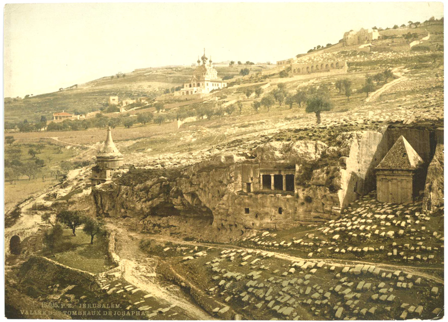 Photochrome of the Valley of Jehosaphat Jerusalem - click to enlarge.