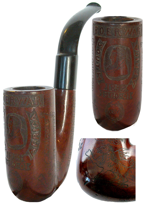 Pipe with Boer War Carvings - click to enlarge.