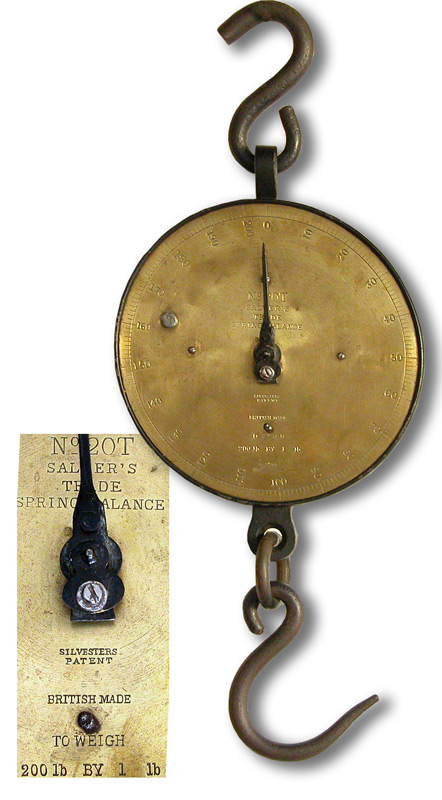 Salter Spring Balance Silvesters Patent to Weigh 200 Lbs - click to enlarge.