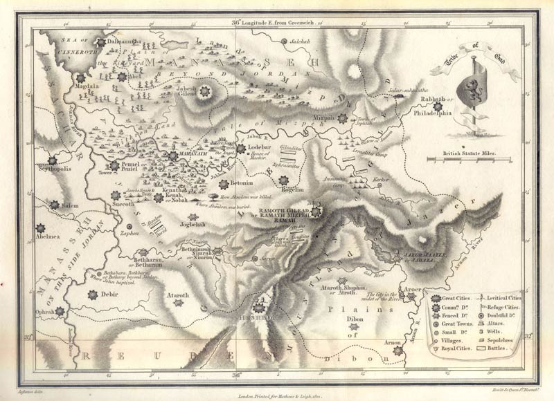 Map of the Tribe of Gad 1812 - click to enlarge.