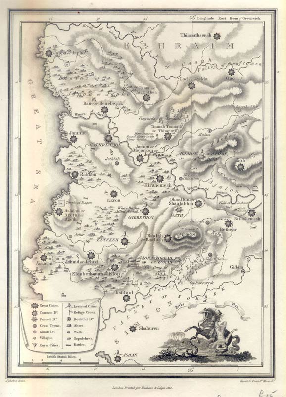 Map of the Trible Area of Dan 1812. (South Eastern Israel) - click to enlarge.