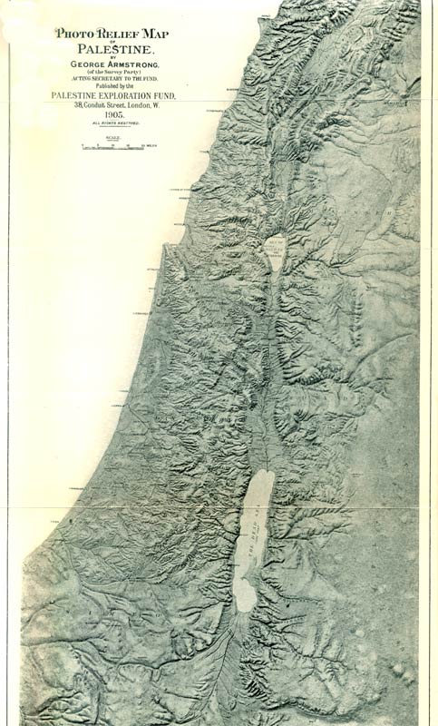 Palestine Photo Relief Map 1905 Based on a Model by the Palestine Exploration Fund - click to enlarge.