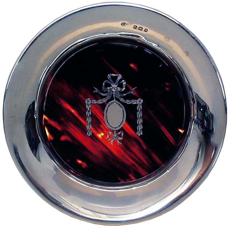 Silver Pin Tray with Tortoiseshell Bottom and Silver Pique - click to enlarge.