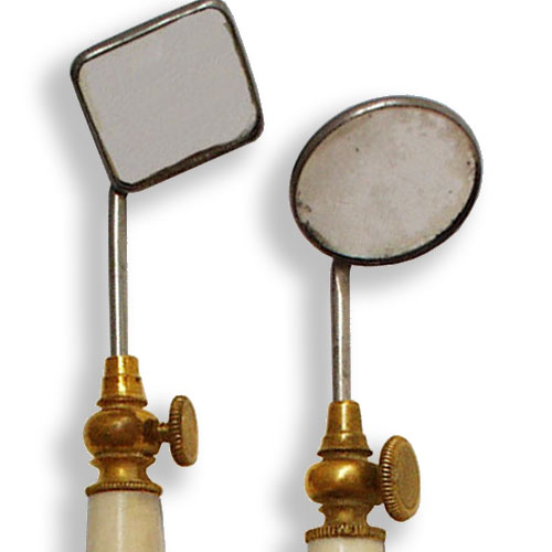 Set Of Two Ivory Handle Dental Mirrors. - click to enlarge.