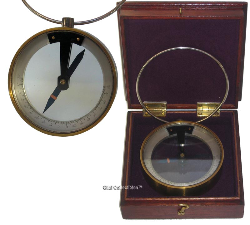French Brass Vertical Dip Circle Compass. - click to enlarge.