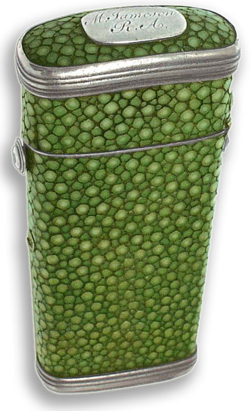 19th Century Silver Mounted Shagreen Lancet Case with a Single Lancet. - click to enlarge.