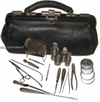 Antique British Surgeon's Medical Bag With 17 Instruments.
