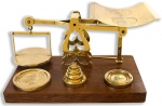 Brass Parcel Scales by S. Mordan with 7 Weights