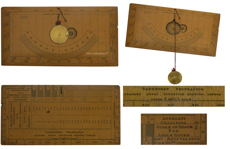 A Rare Surveying Sandhurst Protractor with Plumb Bob by Stanley, London. - click to enlarge.