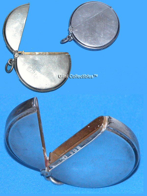 Unique Round Silver Vesta Case (Match Safe) 1913 - click to enlarge.
