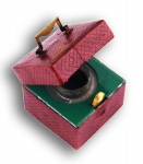 Traveling Inkwell Leather Covered Square