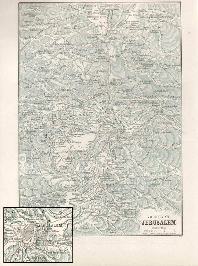 A Map of the Vicinity of Jerusalem Published by Phillips & Hunt 1886. - click to enlarge.