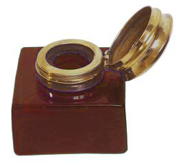 Small Glass Inkwell Amber - click to enlarge.