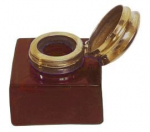 Small Glass Inkwell Amber