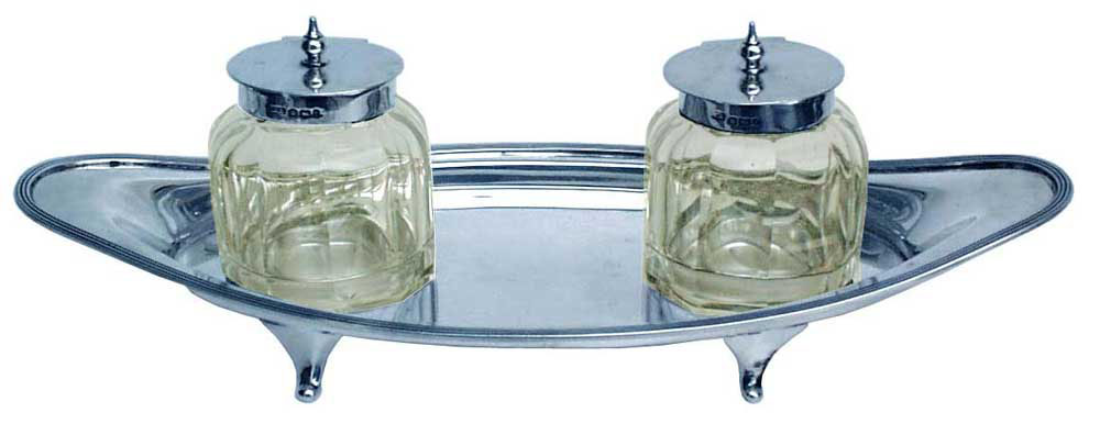 Silver Double Inkwell by Archer Machin & March 1895 - click to enlarge.