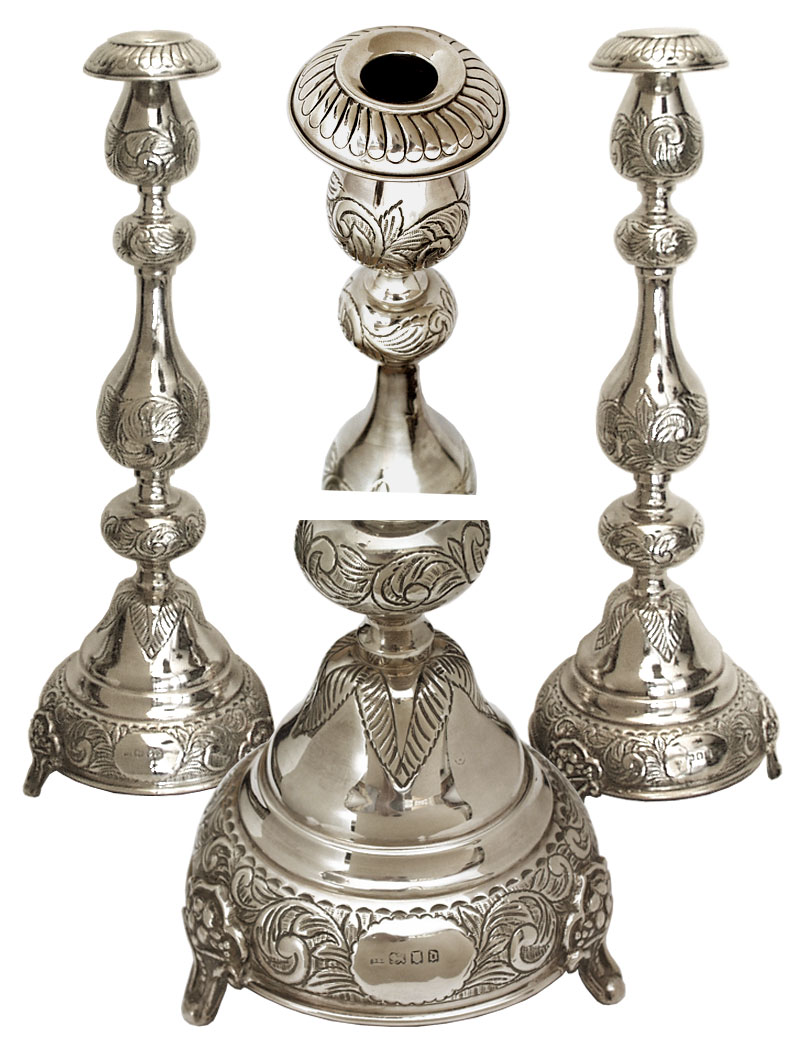 Pair Of Silver Candlesticks 1919 - click to enlarge.
