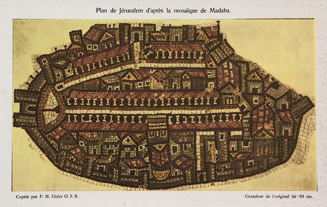 Plan de Jerusalem d’apres  la Mosaique de Madaba - click to enlarge.