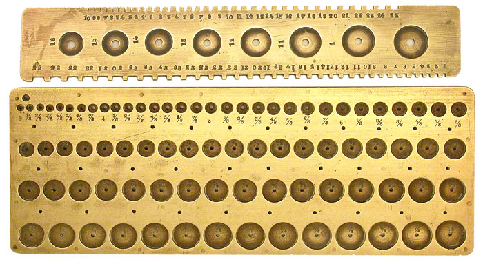 Watchmakers' Wheel Sizing Plates - click to enlarge.