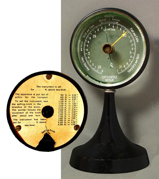 A 19th Century Table Aneroid Barometer By Goerz. - click to enlarge.