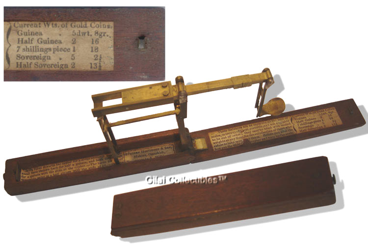 A 18th Century Brass Self-Raising Steelyard Type Coin Balance by Houghton. - click to enlarge.
