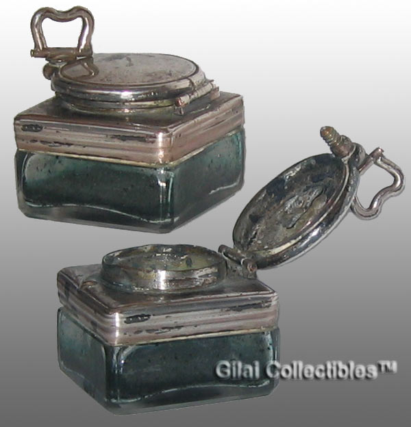 Square Glass Travelling Inkwell - click to enlarge.