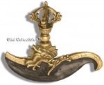 Tibetan Ritual Vajra Brass and Steel Chopper.