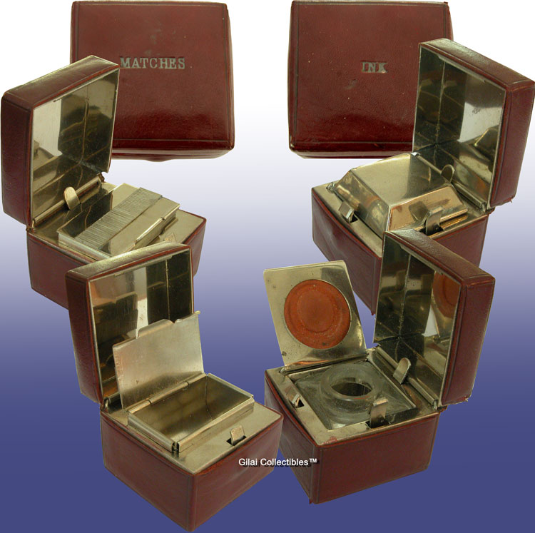 Set of Perfect Traveler Vesta Case And Matching Traveler Inkwell. - click to enlarge.