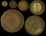 Batch of 6 Flat-Circular Old Avoirdupois Weights. - click to enlarge.
