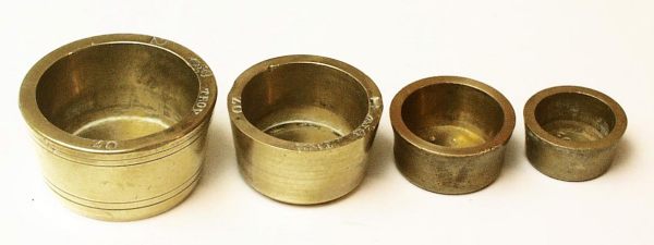 19th Century Nested Brass Cup Shape Troy Weights. - click to enlarge.