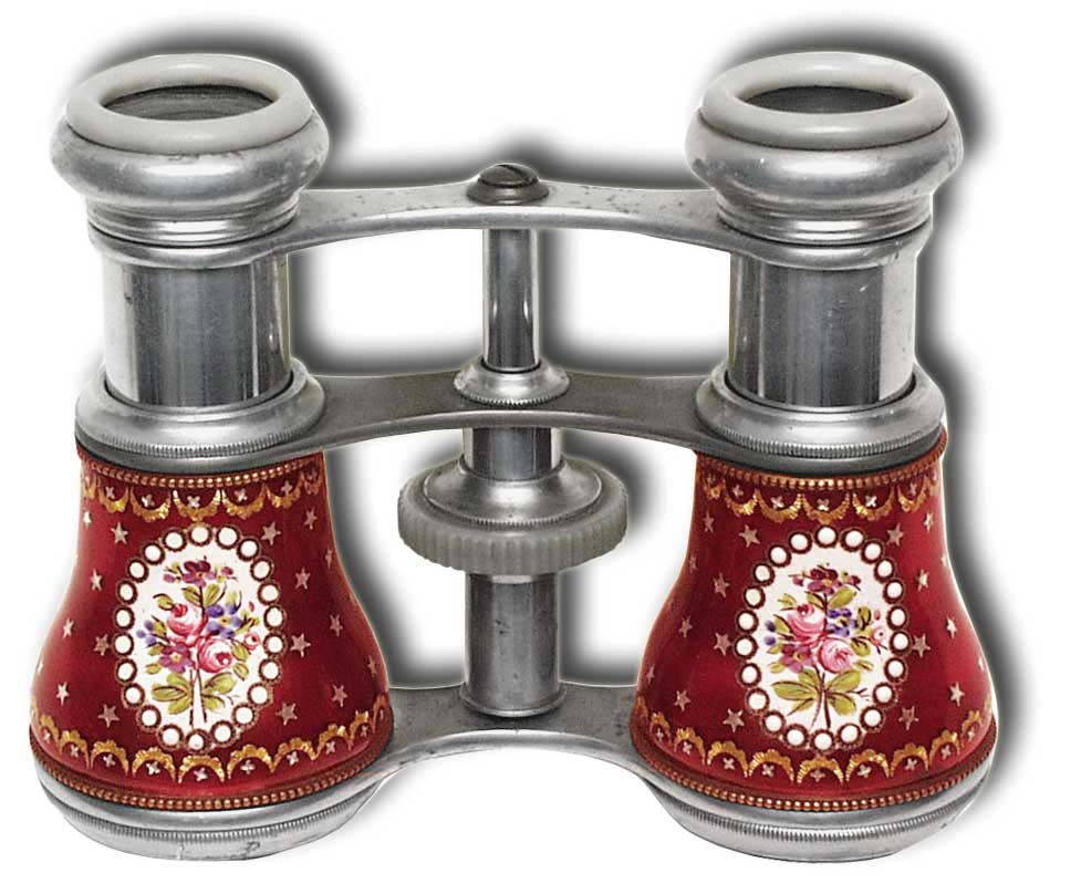 Opera Glasses - Rare French Aluminum and Enamel - click to enlarge.