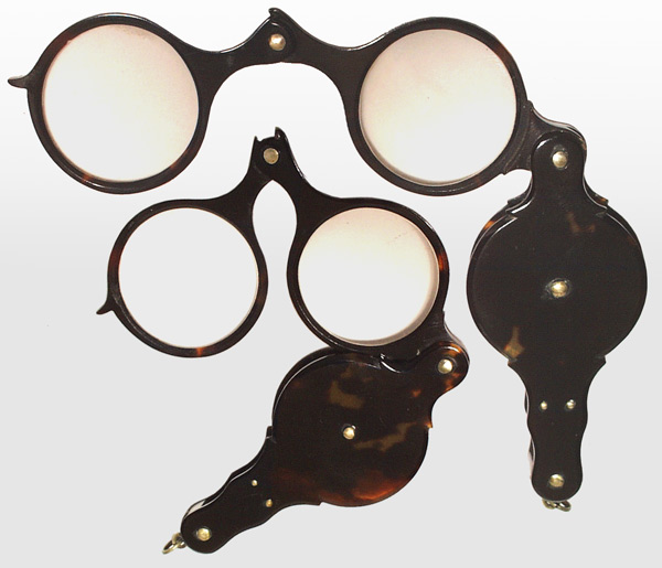  Hinged Lorgnette Eyeglasses 19th Century Tortoise-Shell - click to enlarge.