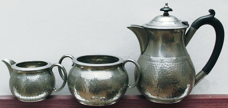 Pewter Tea-set, English made by the 'Baronial Pewter’ company - click to enlarge.