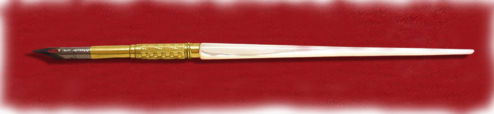Mother-Of Pearl Dip Pen with Steel Nib and Case - click to enlarge.