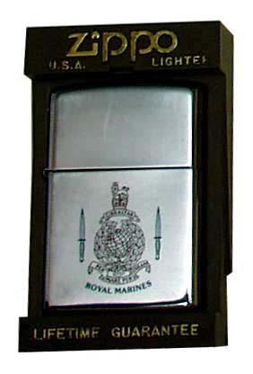 Zippo Lighter with English Royal Marines Insignia - click to enlarge.