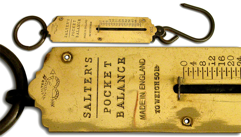 Salter Brass Spring Balance no.3 To weigh Up To 50lb. - click to enlarge.