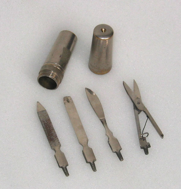 Small Tool Set in Brass Container - click to enlarge.