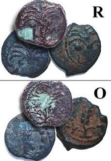 Prutot (lot of 3 coins) of Procurator Marcus Ambibulus - click to enlarge.