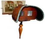 Holms Wood Stereoscope with Green Velvet Lining and Stereocard.